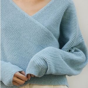 New oak and fort wrap sweater misty blue women's XS